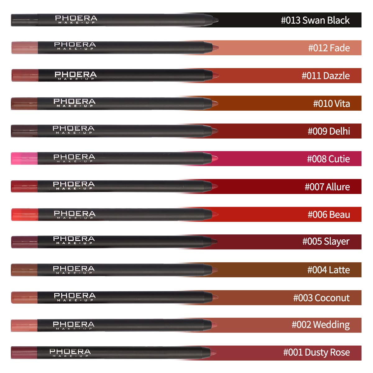 Phoera AQUAPURITY PHOERA® Lip Liner and Eye Liner 3Pcs Set, Long Lasting Eyeliner Pencil, Matte Lip Liner Pencil Set, Easy To Colour, Waterproof Shaping Lip Liner Set for Women and Girls (K04)