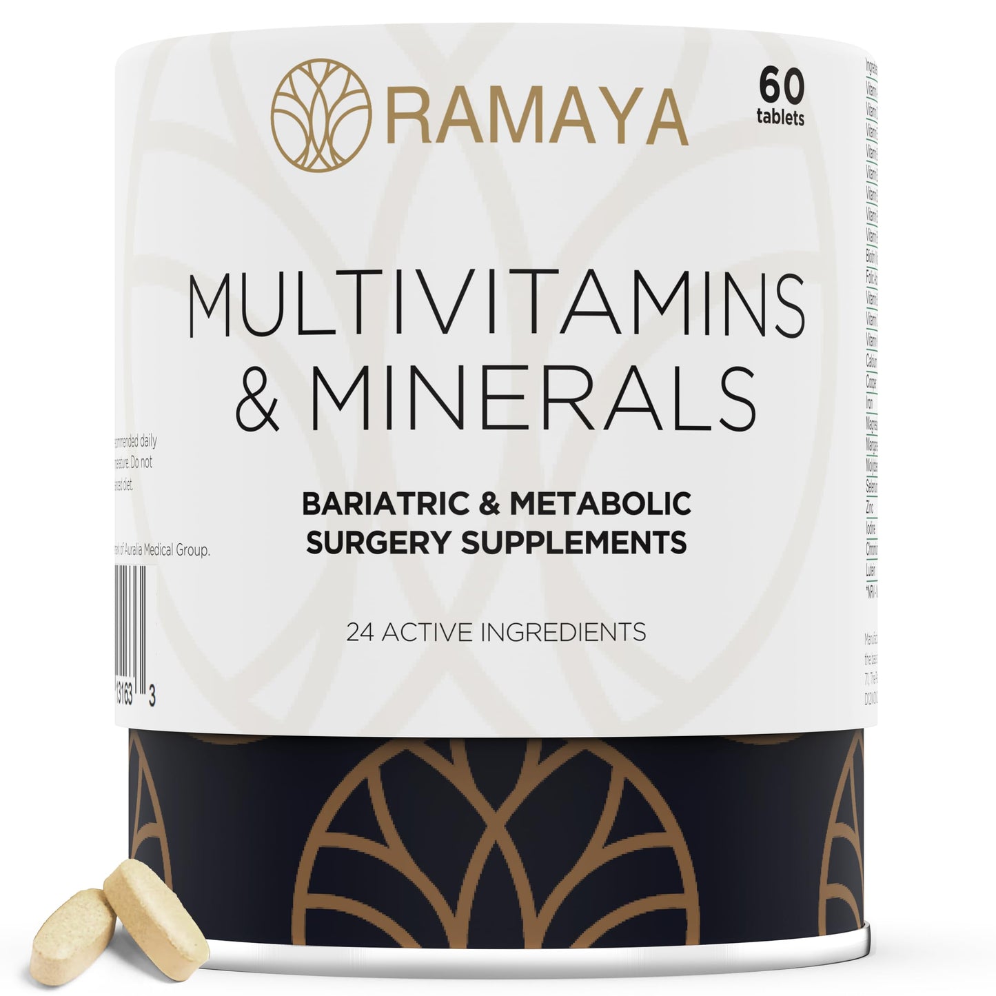 Auralia Medical Group Bariatric Multivitamins with Iron & Calcium + Minerals 1 PER Day Vitamins Gastric Bypass Sleeve Supplements 60 Tablets (2-Month Supply)