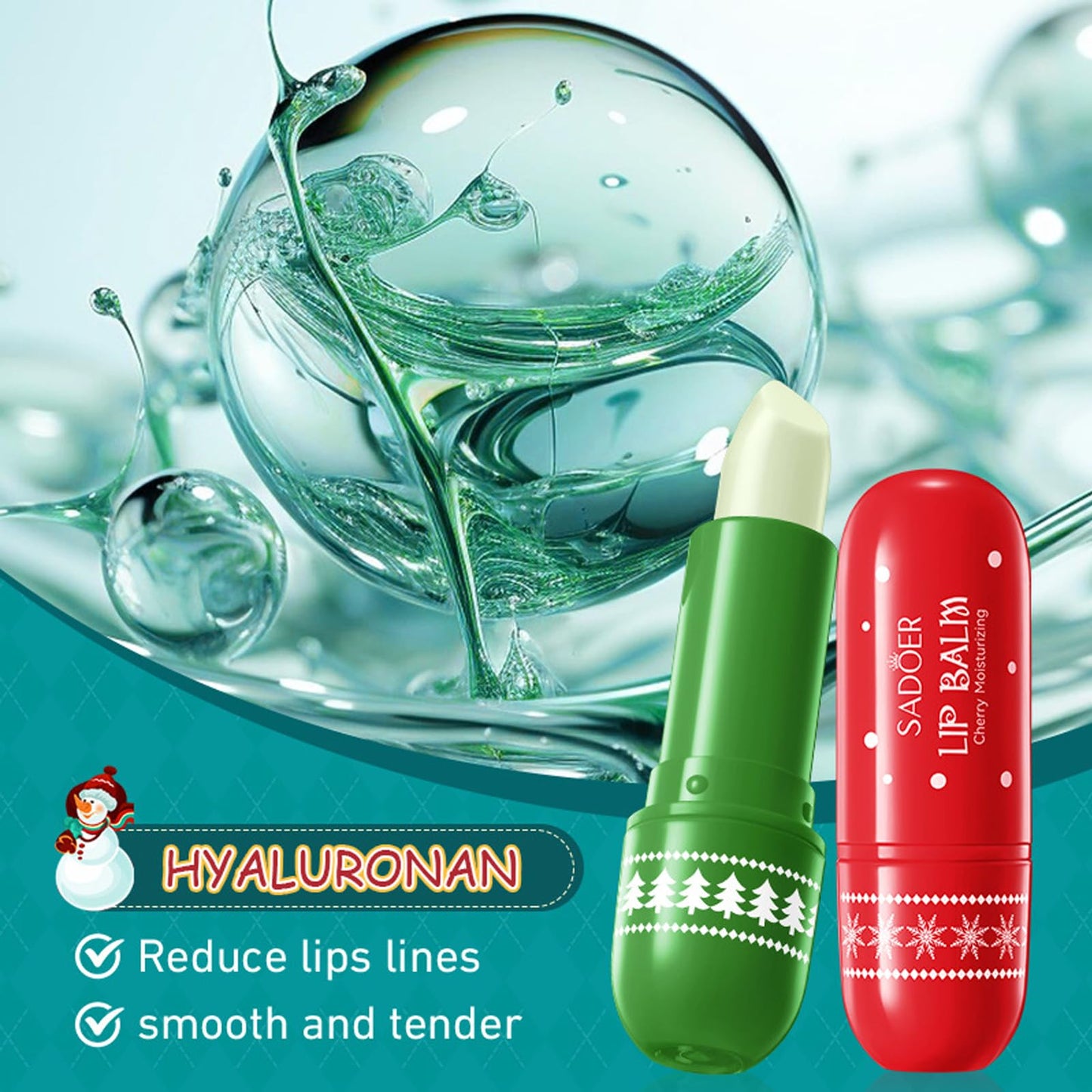 EONFAVE Christmas Lip Balm Set - Moisturising Lip Balm for Cracked Lips - 3pcs Lip Balm Gifts Set - Avocado, Cherry, Honey - Repair Lip Moisturizer For Dry Lip - Lip Care Festival Selection In Christmas Day