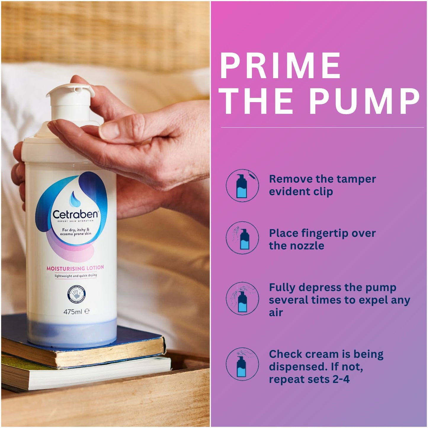 Cetraben Moisturising Lotion, Dry, Sensitive & Eczema-Prone Skin, Lightweight & Quick Drying, Soothes & Protects Skin, Daily Moisturiser Suitable for Adults & Children, Fragrance Free, 1 x 475ml