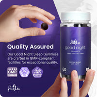 Kiihtu 5HTP Good Night Sleep Gummies - 60 Count | 1 Month Supply Chewable Griffonia Extract, Chamomile & Lemon Balm Bedtime Gummies | Calm Sleep Support | Natural & Vegan | Berry Flavour