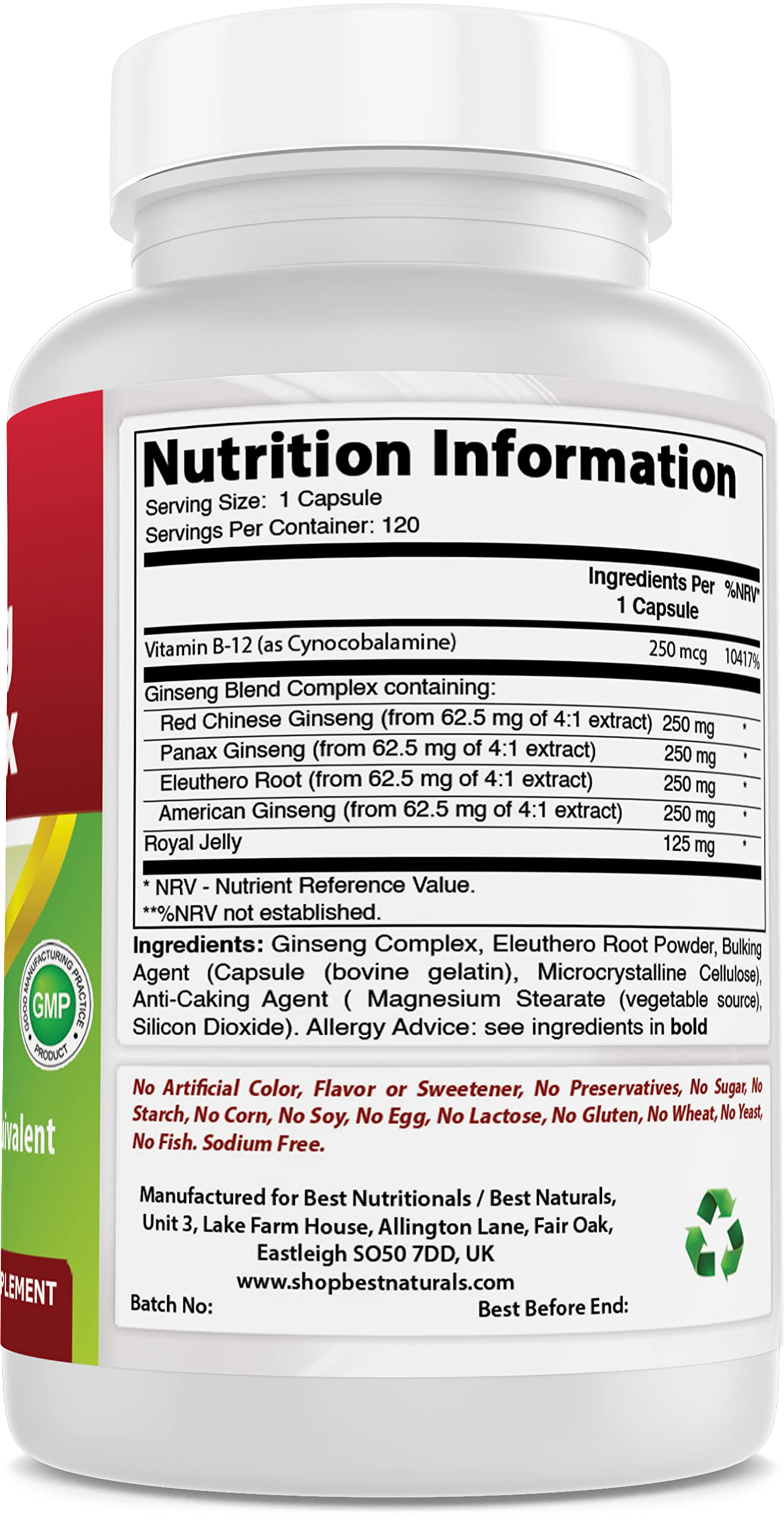 Best Naturals Ginseng Complex 1000 mg 120 Capsules (120 Count (Pack of 3))