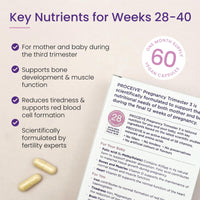 Proceive® Pregnancy Trimester 3 (28 Weeks) Vitamin & Mineral Supplements 60 Capsules - Vegan