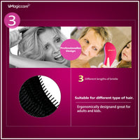 VMAGIC CARE Detangling Brush - glide the Detangler Brush through Tangled hair - Best Comb for Women, Girls, Men & Boys - Use in Wet and Dry Hair (Rose Red)
