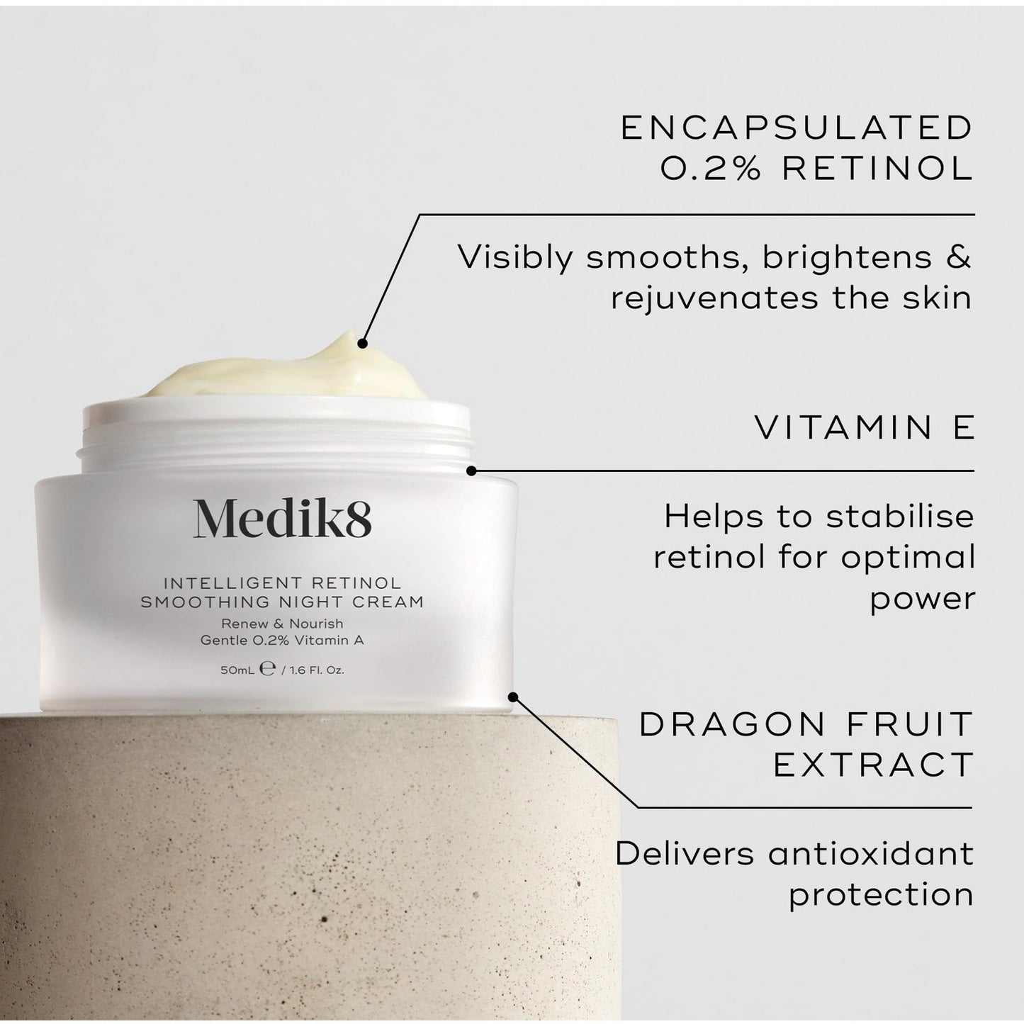 Medik8 Intelligent Retinol Smoothing Night Cream - Renew & Nourish Gentle 0.2% Vitamin A - 50ml