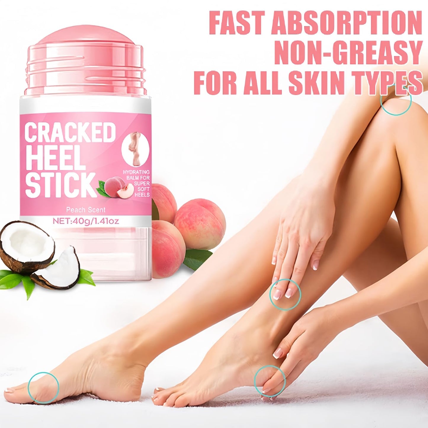 HERBINSOLS Hand & Foot Cream for Dry Feet - Cracked Heel Repair Stick - Heel Balm for Cracked Feet Treatment with Coconut Oil - Deeply Soften Cracked Skin,Foot Moisturizing Stick for Women & Men