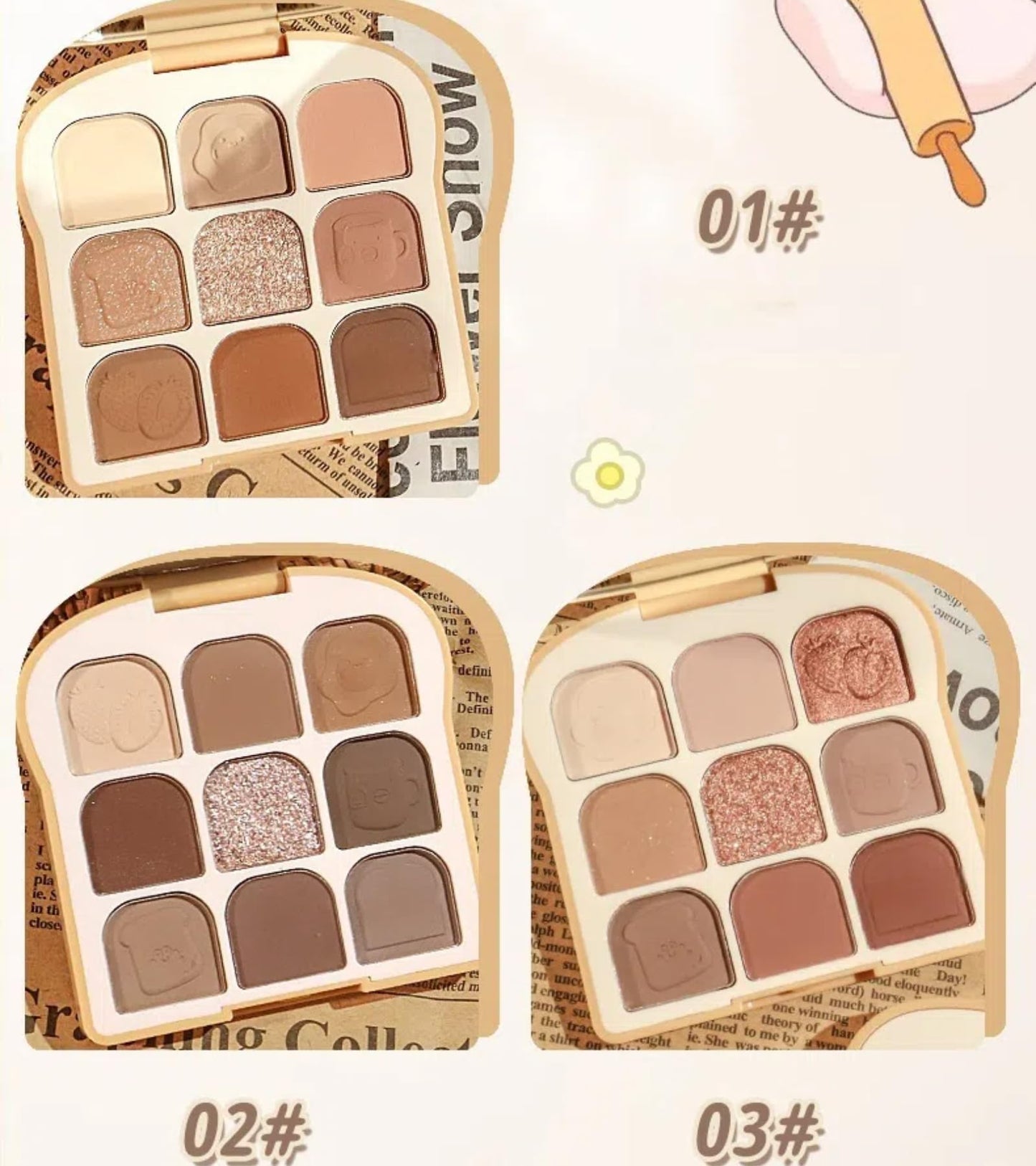 Meidimeijia 9-Color Toast Eyeshadow Palette - Matte, Shimmer, Metallic & Glitter Shades for Smoky, Neutral & Everyday Makeup | Highly Pigmented, Blendable & Long-Lasting (2# Fuji First Snow)