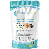 NutriVolv Turmeric Curcumin 1700mg with Ginger & Black Pepper – 90 Vegan Capsules | High Strength Joint Care Supplement | Natural Anti-Inflammatory & Antioxidant for Mobility, Digestion & Immune Health