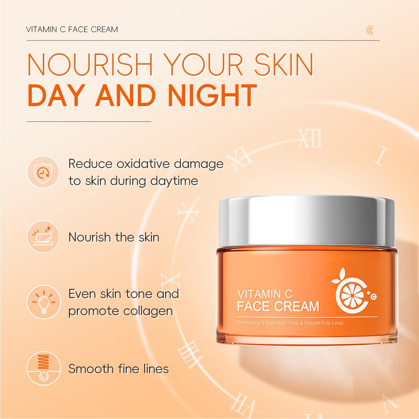 INSKIN Vitamin C Moisturiser For Face, Vitamin C Cream, Moisturiser Face Women, Anti Aging & Wrinkle Day And Night Cream For Women & Men, to Reduce Uneven Skin Tone,Fine Lines for Skin Care