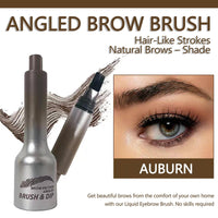 Angled Brow Brush & Dip – Waterproof, Smudge-Proof Liquid Eyebrow Pen For Hair-Like Strokes & Natural Brows – Shade #02 Auburn