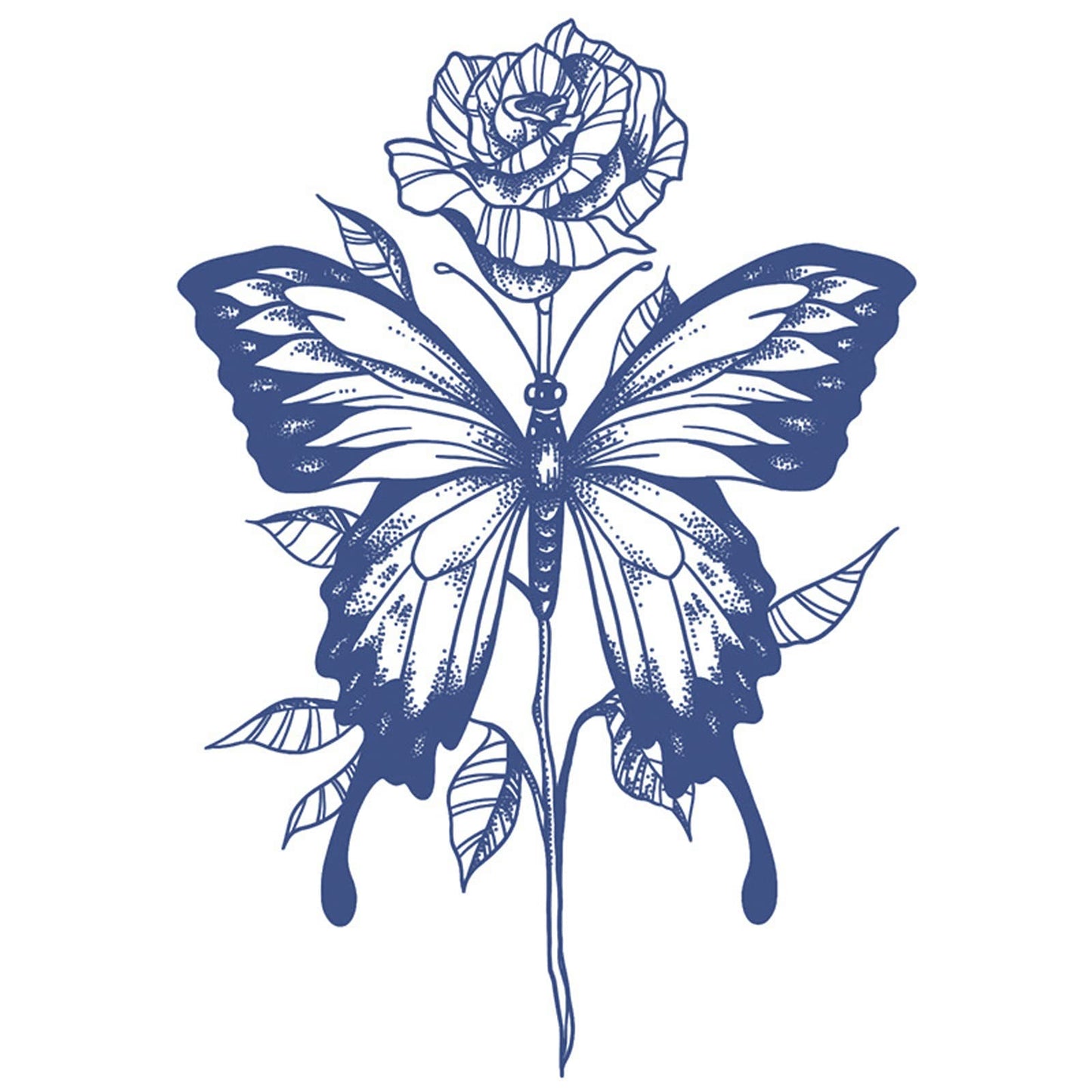 Nirbffo Large Butterfly Flower Waterproof Lasting Temporary Tattoo Women Tattoos Sticker 5 Sheets 12X19CM