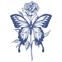 Nirbffo Large Butterfly Flower Waterproof Lasting Temporary Tattoo Women Tattoos Sticker 5 Sheets 12X19CM