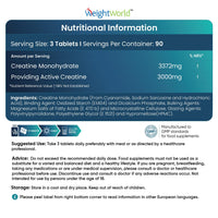 Creatine Monohydrate Tablets 3000mg - 270 Creatine Tablets - Gym Supplement for Men & Women - Creatine Monohydrate Powder Alternative - Vegan & Keto Unflavoured Energy Supplement for Workout