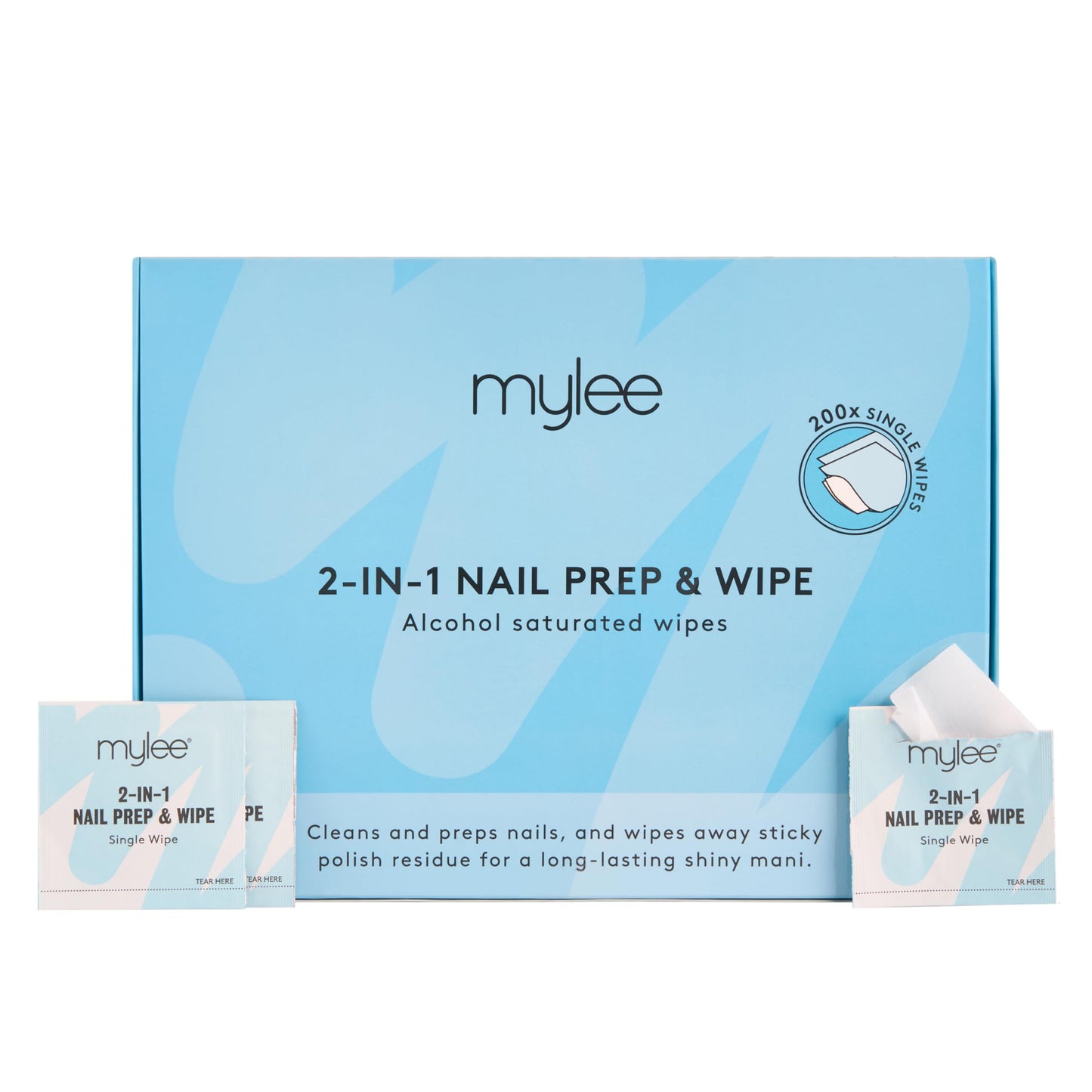 MYLEE Mylee 200pcs Gel Polish 2-in-1 Nail Prep & Wipe Wipes, UV LED Gel Nails Soak Off Varnish & Sticky Residue Remover, Cleanses Nail Plate Pre-Manicure Pedicure and Removes Sticky Inhibition Layer