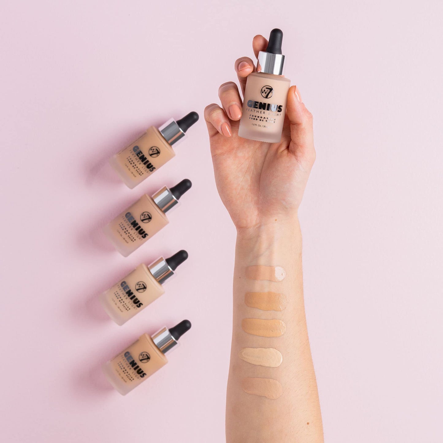W7 Genius Feather True Beige Light Make Up Foundation, 30 ml