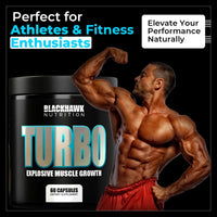 Blackhawk Nutrition Turbo Muscle Support Formula with Turkesterone & Beta Ecdysterone - Ideal Muscle Mass Synthesis to Improve Strength & Muscle Development – 60 Capsules Pack