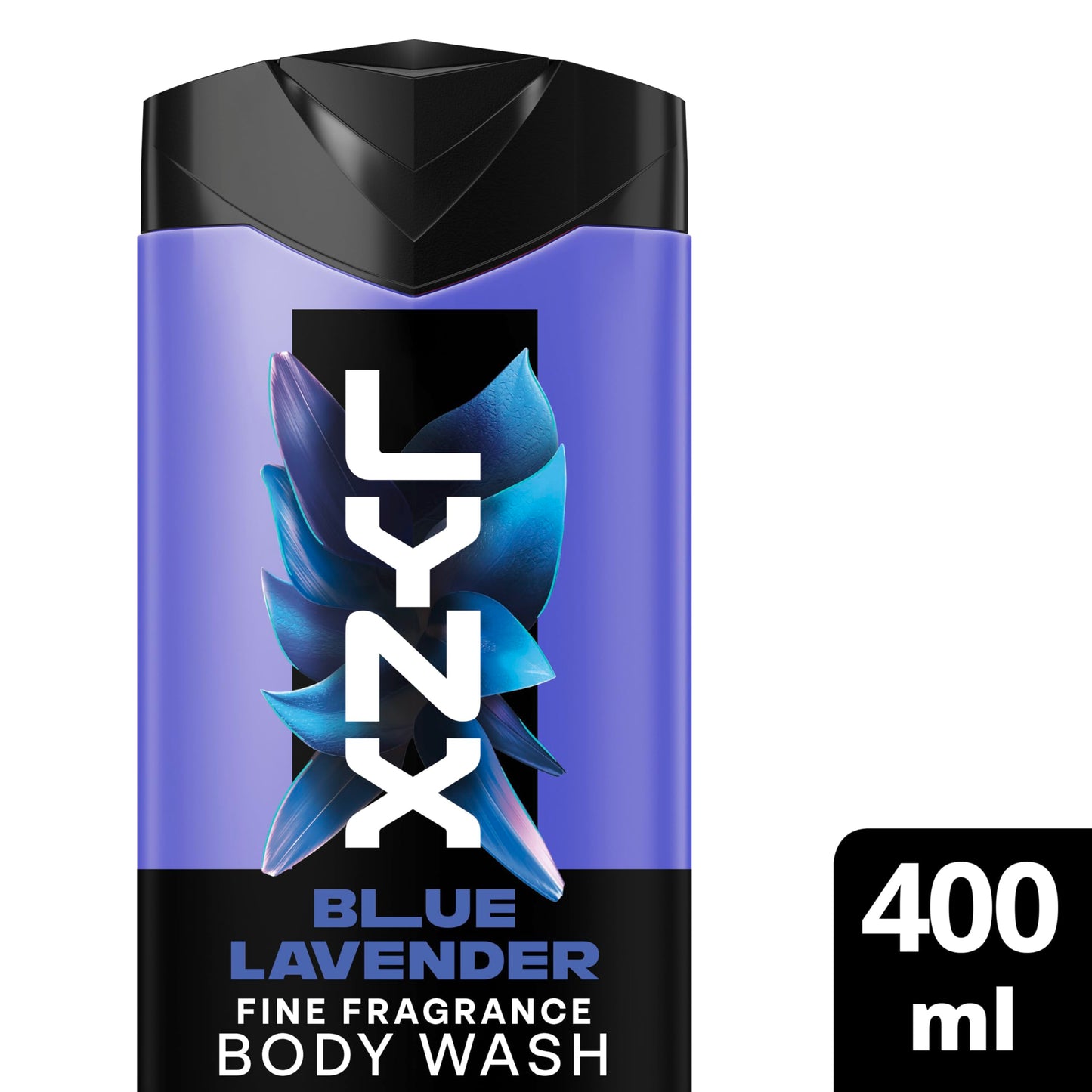 Lynx Fine Fragrance Collection Blue Lavender Premium Body Wash Body Cleanser shower gel with a lavender, mint & amber scent for 12 hours of freshness 400ml