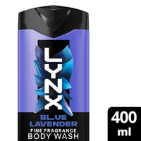 Lynx Fine Fragrance Collection Blue Lavender Premium Body Wash Body Cleanser shower gel with a lavender, mint & amber scent for 12 hours of freshness 400ml