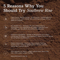 soulbrew SoulBrew Rise – Mushroom Coffee Alternative for Gut Health & Focus | Lion’s Mane, Cordyceps, Cacao | Adaptogenic Nootropic Drink for Calm Energy and Digestion | Vegan, 30 Servings