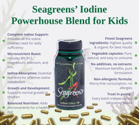 Seagreens Iodine Lite+ Organic Supplements, 3 Month Supply, 150mcg Natural Iodine from Seaweed, Vegan Supplement for Kids & Adults, Radiation Support, Thyroid Health, 90 Capsules