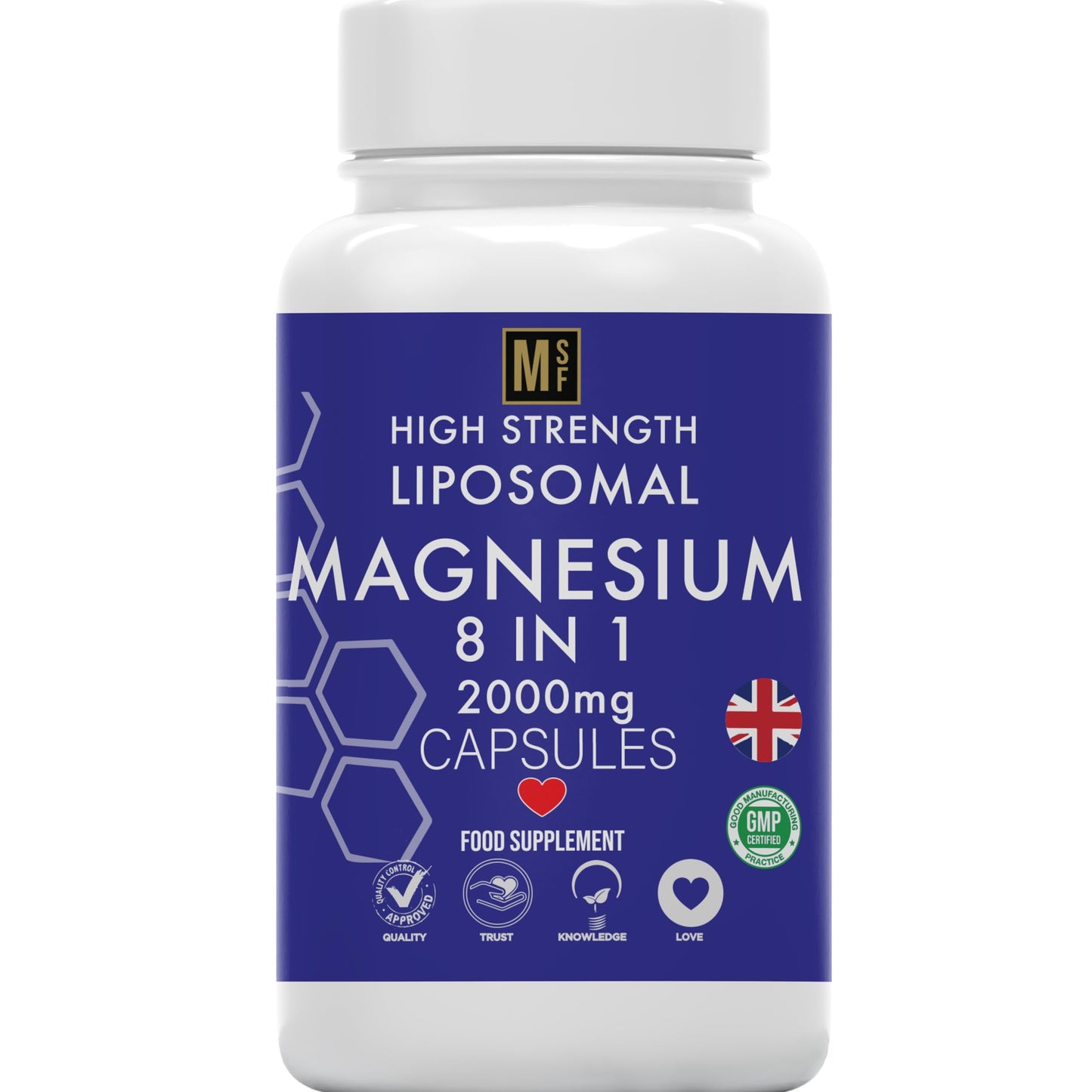 MetaSuperfoods Magnesium 8 in 1 Complex 2000mg | 4 Month Supply | Full Spectrum Elemental Mg Supplement | 120 High Strength Vegan Capsules | 8 in 1 Bioavailable Magnesium | 1 A Day | Gluten Free, UK Company
