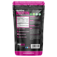 Biotin Hair Growth Supplement 12,000mcg - 180 Vegan High Strength Biotin Tablets - Hair and Nails Vitamins for Women & Men - Supports Hair, Skin & Nail Growth Vitamin B7 Tablets - PROELITE