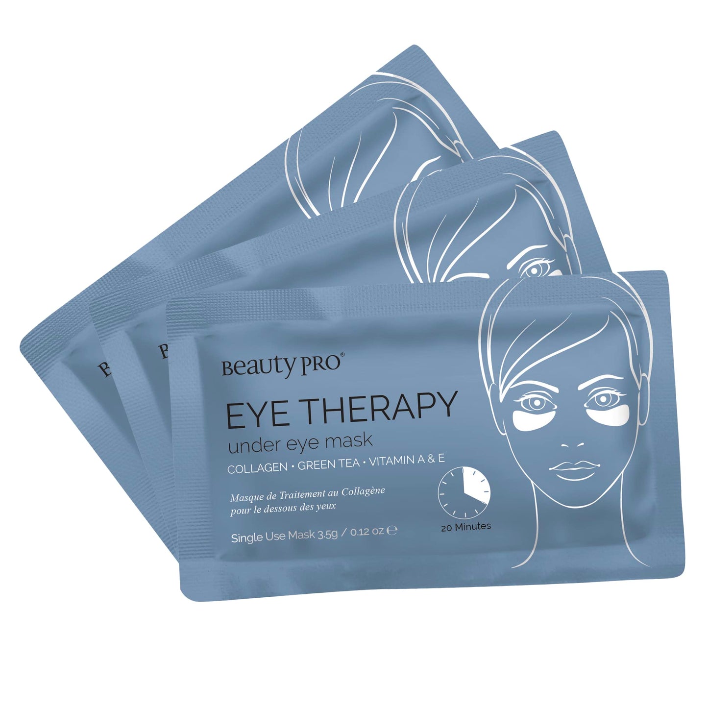 BEAUTYPRO EYE THERAPY Collagen Under Eye Masks with Green Tea Extract | 3 Applications | for Puffy Eyes | Under Eye Pads for Fine Lines & Wrinkles | Ideal Pamper Gifts | Face Care
