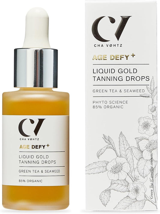 Green People Age Defy+ Liquid Gold Tanning Drops - Self Tan - Paraben Free - Vegan, 30ml
