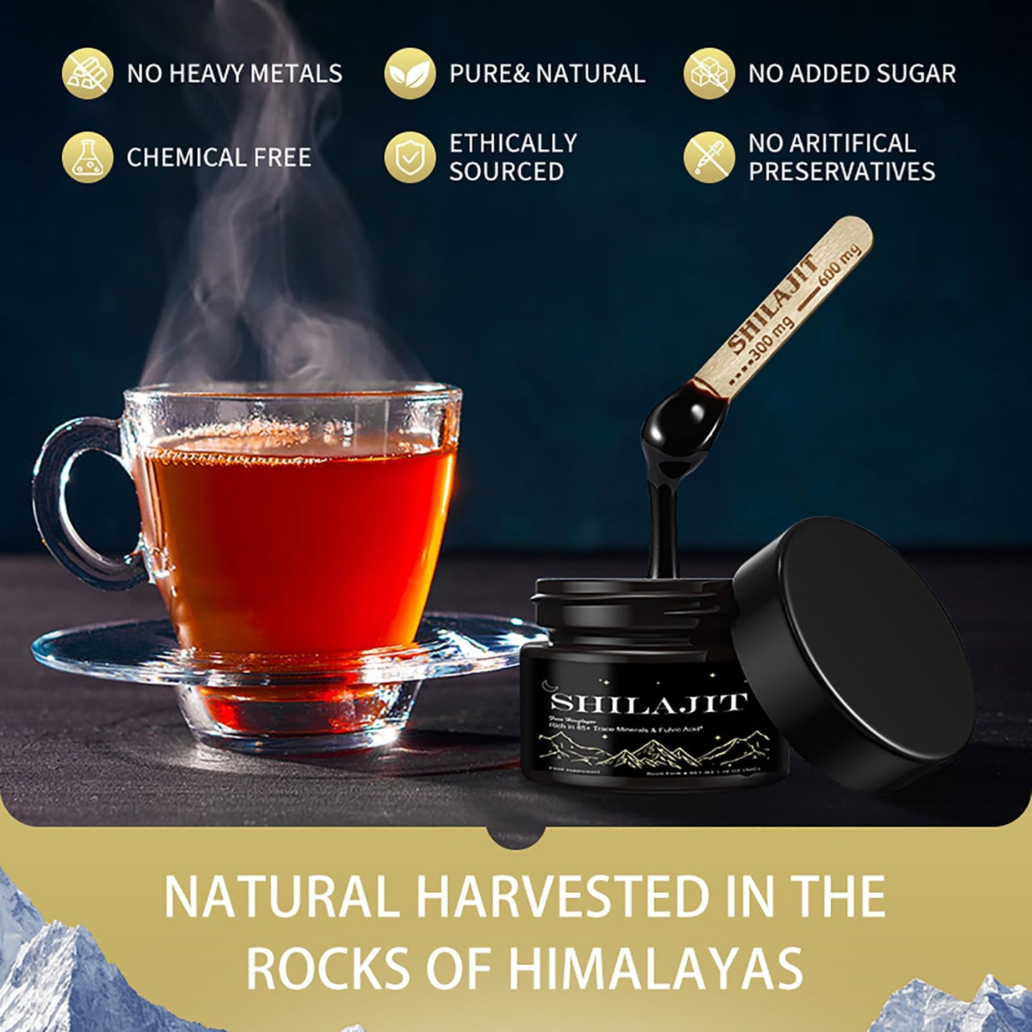 Nuevnaciy Shilajit Resin - Maximum Potency Natural Organic Shilajit Gold Grade 50g with Fulvic Minerals & Humic Acid, Strength & Stamina Booster for Men and Women, Vegan (Pack of 1)