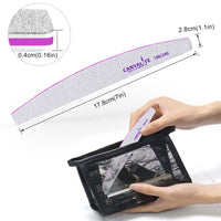 CANVALITE Professional Nail Files Double Sided Emery Board Nail Styling Tools Pet Grooming Tools for Home and Salon Use (Half Moon 180/240, 12pcs)