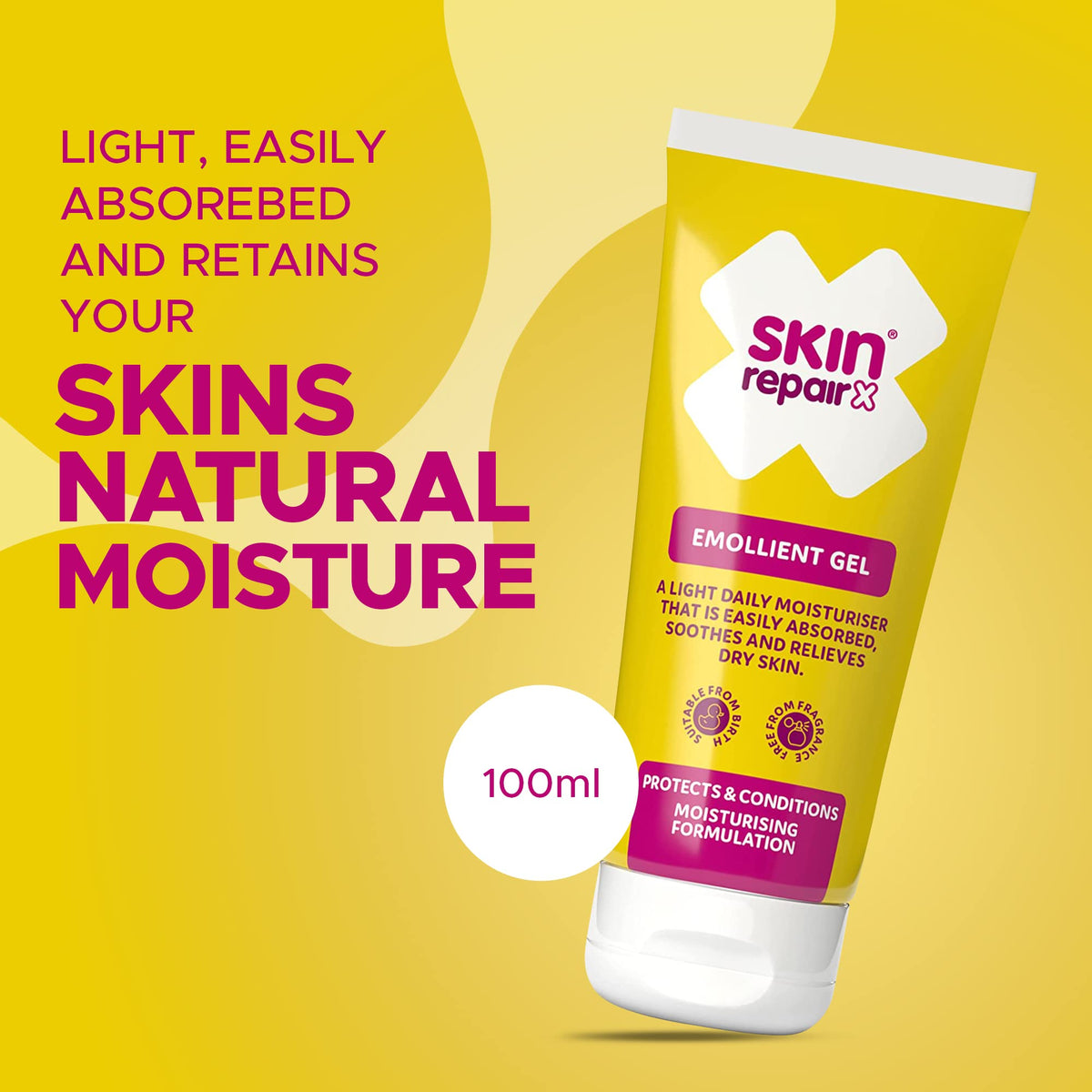SkinrepairX SkinRepairX Emollient Gel 100ml for Dry Skin, Eczema, Psoriasis, Dermatitis, Rosacea, Acne, Vegan, Fragrance Free, Suitable from Birth