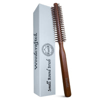 RustiK Small Round Hair Brush – Wooden Barrel Brush for Blow Dry Styling, Quiff, Volume & Beard Grooming, Round Brush for Short Hair, Fringe & Bangs