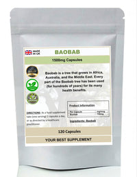 Your Best Supplement Baobab Capsules 1500mg- Superfood, (Pure no additives) High Strength (120)