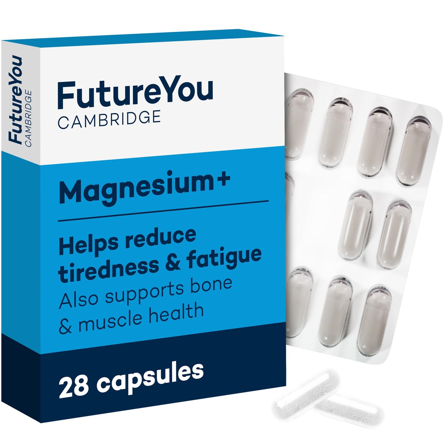 Magnesium+ 575mg Supplement – 28 High Strength Capsules – Magnesium Lactate & Vitamin B6 Health Supplements to Reduce Tiredness & Support Bone Health – Supplements by FutureYou Cambridge