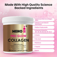 Meno II PRO Glow Marine Collagen Powder 10,000mg - High-Potency Supplements for Women Skin Hydration - Unflavoured Collagen Supplement with Hyaluronic Acid, Vitamin C & B Complex - 300g