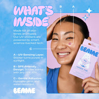 BEAME Under The Spotlight™ UV Skin Detection Stickers - Smart UV Sensing Stickers That Show When To Reapply - Water-Resistant & UV Protection Stickers - Skin-Safe, Vegan & Cruelty-Free - 36-pack, 12mm