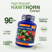 Zipvit Hawthorn Berry Leaf Tablets 1000mg, 90 Vegan Hawthorn Tablets 3 Month Supply