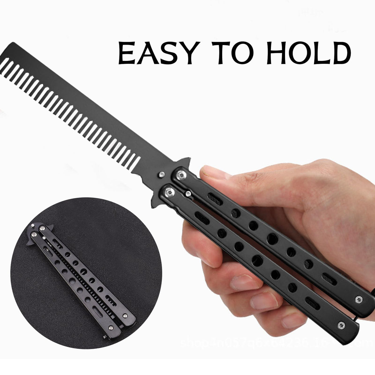 TianChgWei One Piece Durable Metal Folding Hair Comb - Convenient Steel Lightweight Portable Training Butterfly Comb for Trainer