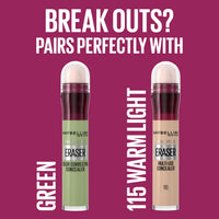 Maybelline Instant Anti-Age Eraser Eye Concealer for Face, Dark Circles, Blemish & Fine Lines Concealer, Full Coverage, Dermatologist Tested, Suitable for Sensitive Skin, Shade: 115 Warm Light