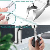 Azymi Toe Nail Clippers for Thick Nails, Heavy Duty Toenail Scissors Cutters Kit with Nail File & Nail Hook, Sharp Curved Blades- Wide Jaw Opening- Soft Handle