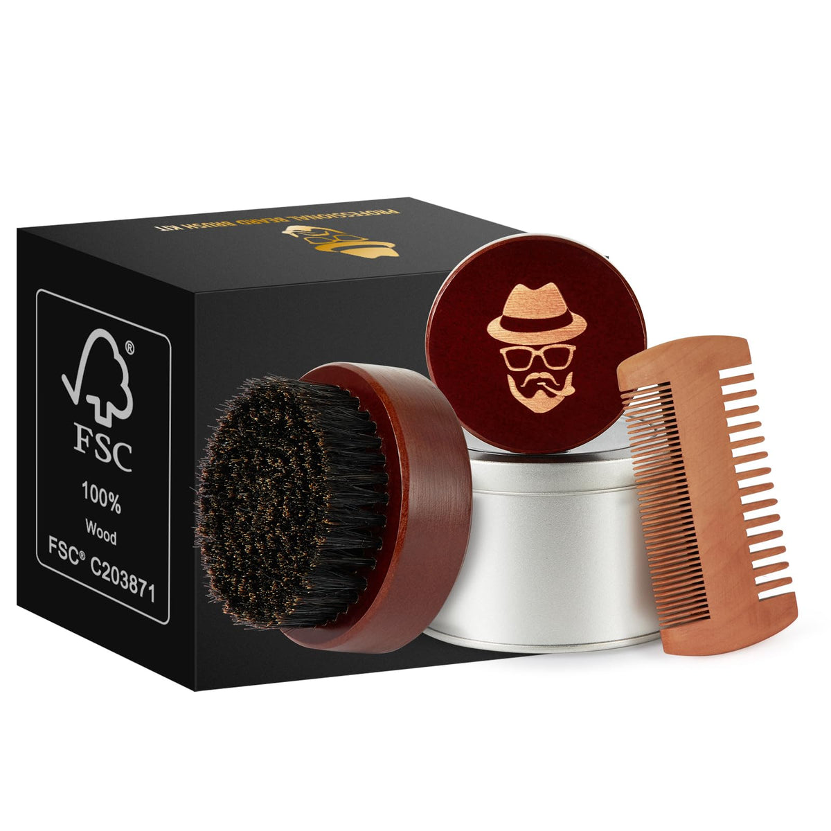 Beard Brush, 100% Boar Bristle Black Walnut Wood Beard Comb Brush for Men To Tame and Soften Your Facial Hair from Sofmild