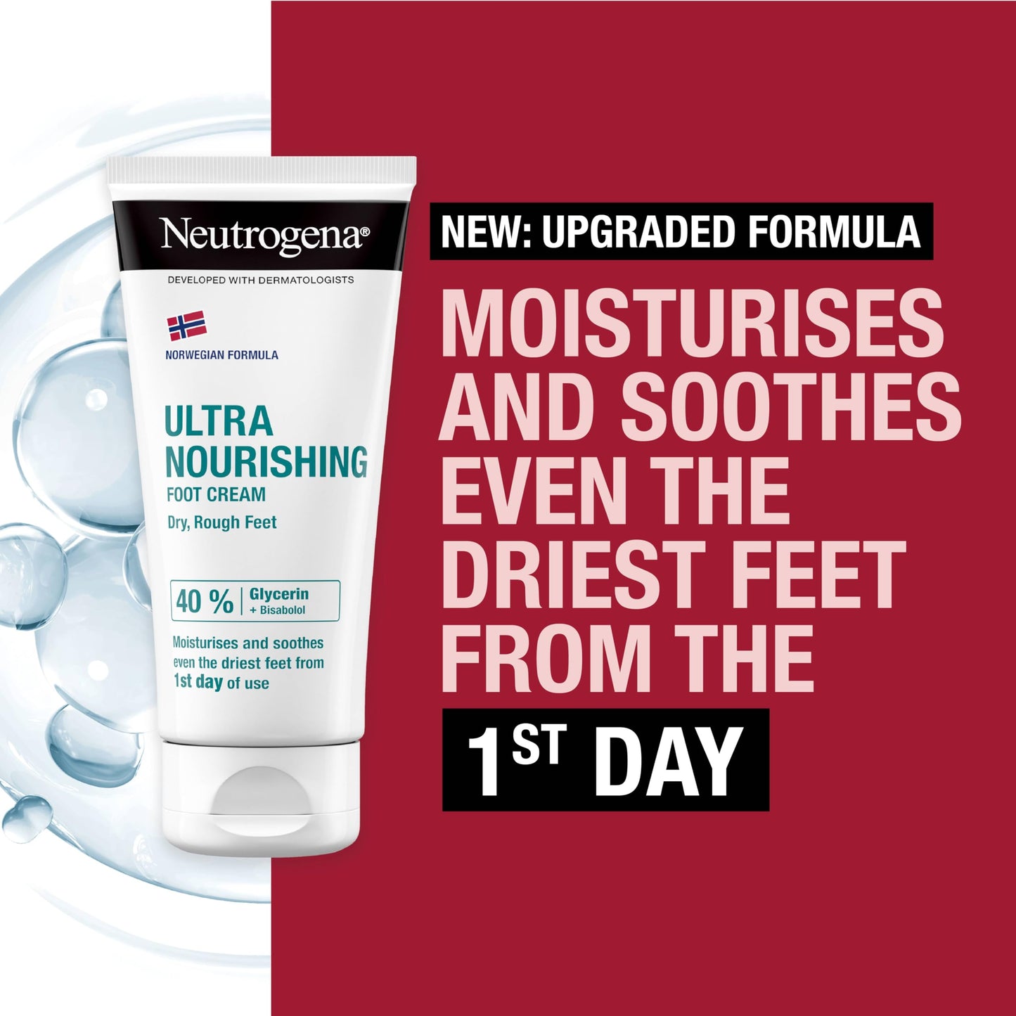 Neutrogena Norwegian Formula Ultra Nourishing Foot Cream for Dry Skin (1x 100ml), Intensely Moisturising Foot Cream Enriched with Glycerin, Relieving and Repairing Lotion for Dry Feet