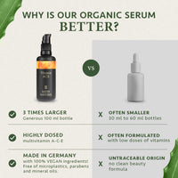 Organic Vitamin C Serum for Face with Vitamin E, A & Hyaluronic Acid Serum for Face 100 ml, Brightening Serum & Anti Aging Serum for Face - Aloe Vera Based Vegan Skin Care Products by Satin Naturel