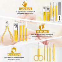 Manicure Set, Sumwitum Nail Care Kit, 16 PCS Nail Clippers Pedicure Kit, Stainless Steel Professional Nail Clipper Set with Leather for Women/Men/Friends and Parents Gifts (Blue)