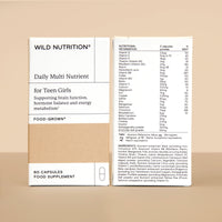 Wild Nutrition Teen Vitamins Girls, Vitamins for Teenagers, Natural & Ethical Multivitamin Kids Vitamins with Vitamin B, Vitamin D - Optimal Health for Teen Girl - 60 Capsules