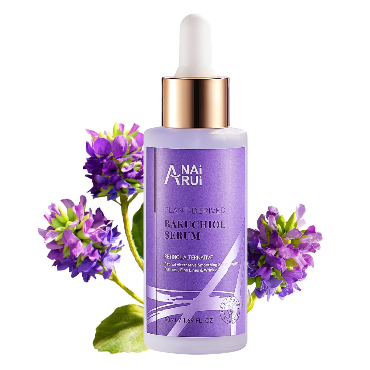 ANAI RUI ANAiRUi Christmas Gifts Bakuchiol Serum 50ml, Retinol Alternative Face Serum for Face and Neck, Hydrating, Smoothing, Anti Aging, with Hyaluronic Acid & Peptide