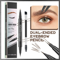 Microblading Eyebrow Pen, 2-in-1 dual-ended long-lasting eyebrow pencil, featuring micro-blade tip and precision brush tip, newly upgraded dual-ended makeup, creates natural eyeliner eyebrows (brown)