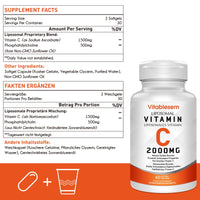 Liposomal Vitamin C Capsules 2000mg - High Strength Gluten Free & Ascorbic Acid - Immune Support Antioxidant Supplement - Non-GMO