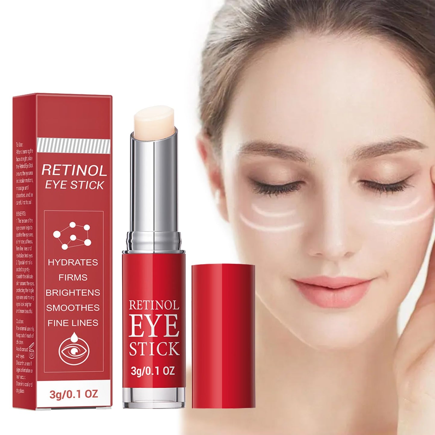 QEEROYO Retinol Eye Stick, Retinol Eye Cream, Eye Balm Stick, Eye Cream for Puffiness, Retinol Eye Cream for Dark Circles, Eye Brightener Stick for Dark Circles, Smoothens Wrinkle Eye Cream