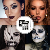 AYNKH Black Smokey Eyeshadow Palette Makeup, Halloween Black Eyeshadow Palette, 9 Colors Black Silver Gray White Highly Pigmented Gothic Makeup Matte Glitter Eyeshadow Palette for Girls and Women